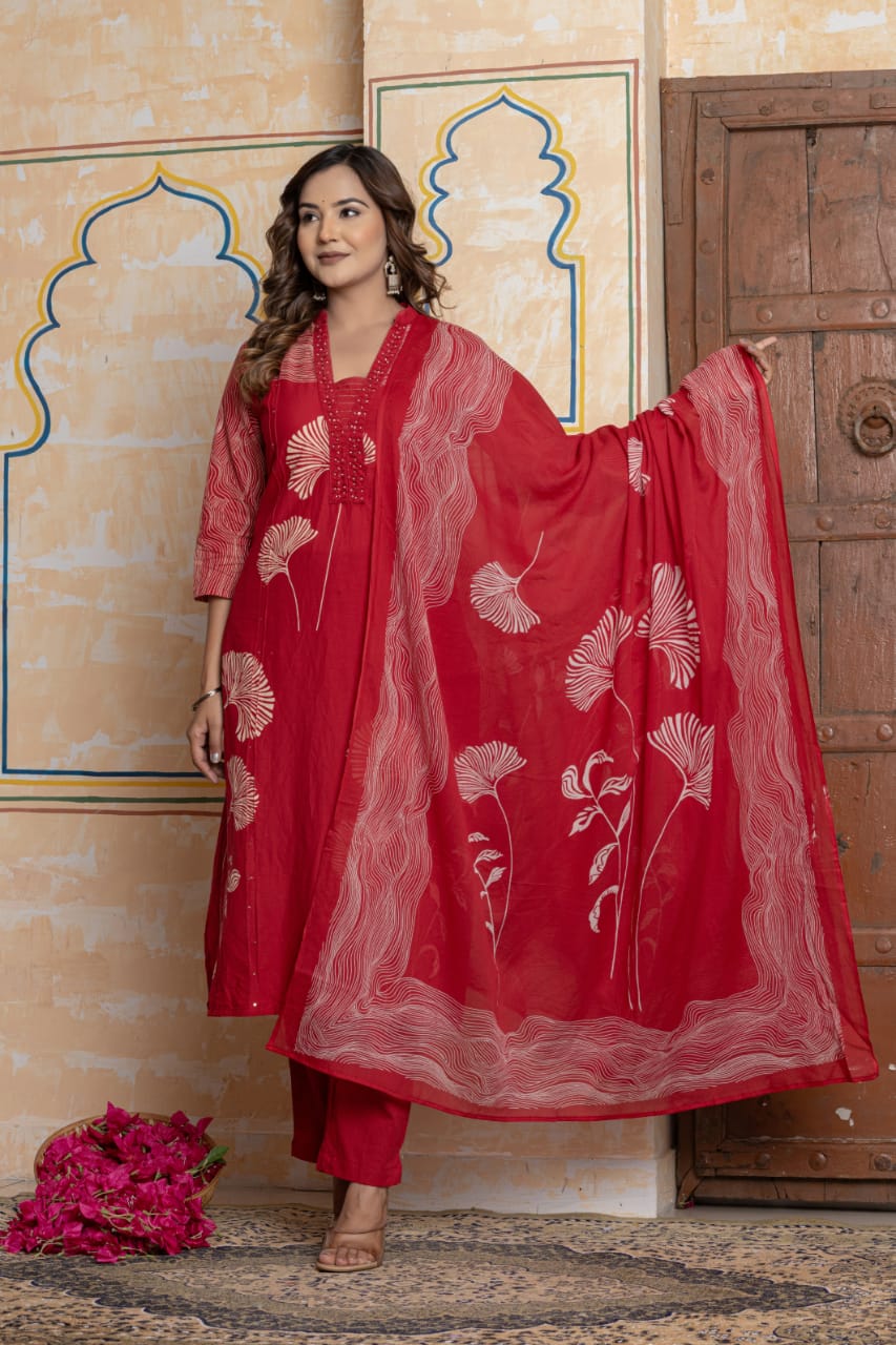 Red Kurta Set