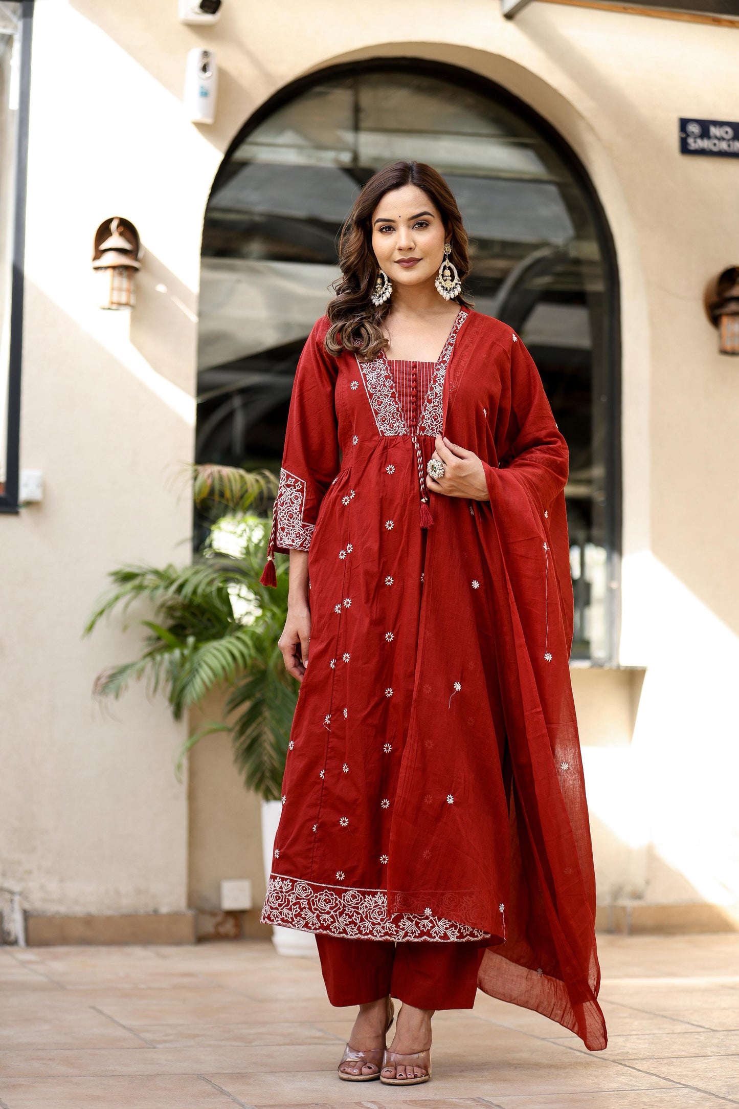 Crimson Elegance Embroidered Kurta Set