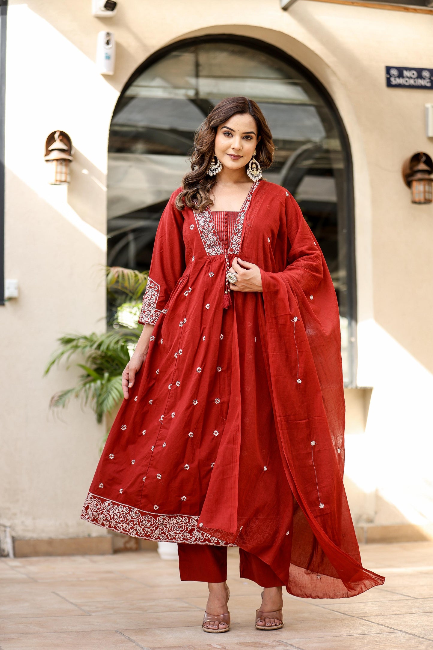 Crimson Elegance Embroidered Kurta Set