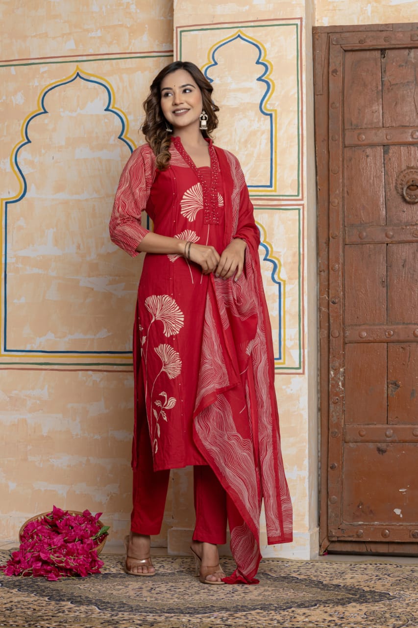 Red Kurta Set